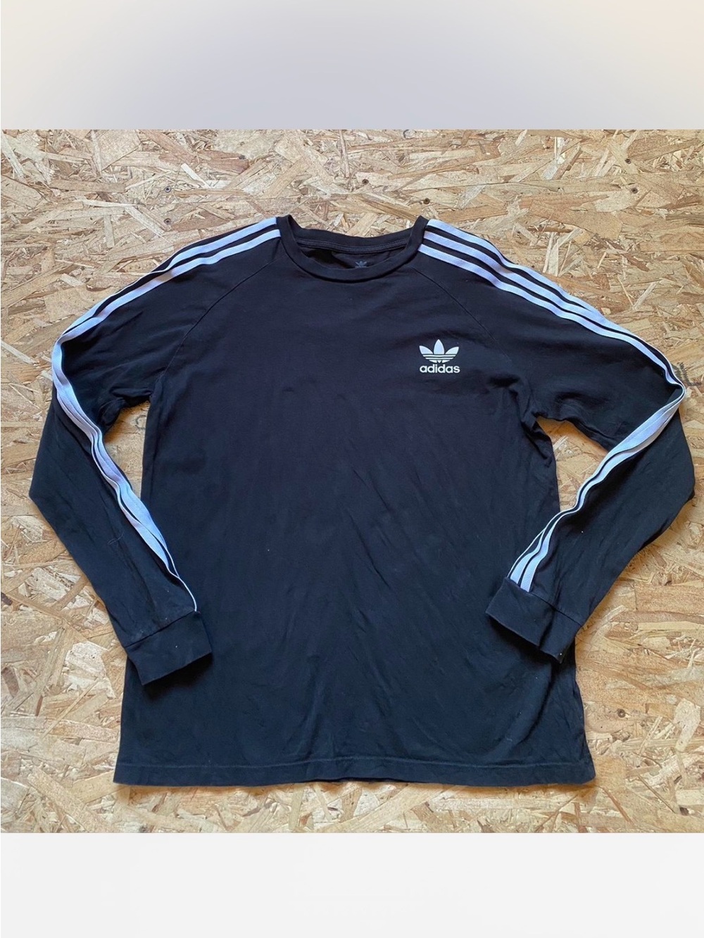 Adidas Black Long-Sleeve Shirt with White 3-Stripes